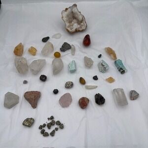 Bulk Lot Mixed Natural Rough Gemstone Crystal Quartz Amethyst Citrine Pyrite